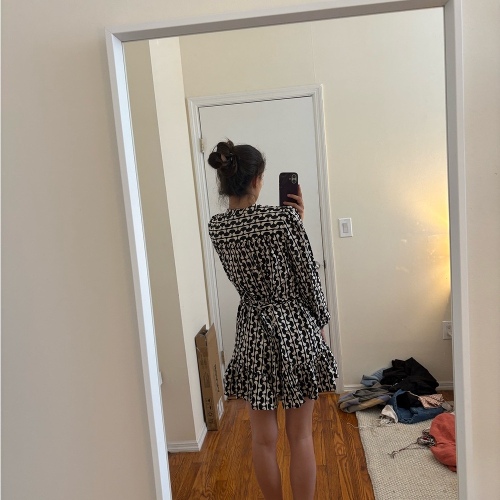 Zara Black & White Printed Mini Dress - Picture 2 of 4